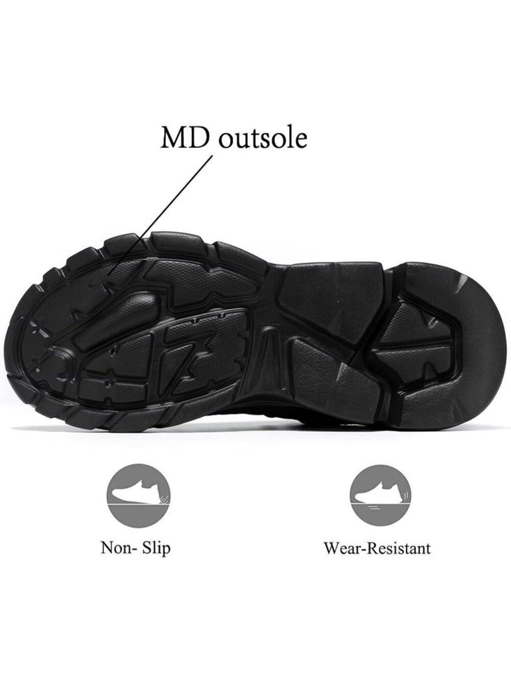 Men's Black Non Slip Breathable Lightweight Pull On Athletic Fashion Sneaker - Picture 4 of 6